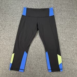 Lululemon Pants Womens 6 Black Blue Green Crop Colorblock Groove Yoga Athletic‎